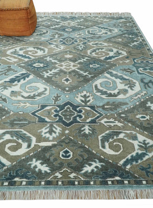 8x10 Hand Knotted Blue and Brown Traditional Persian Wool Rug
