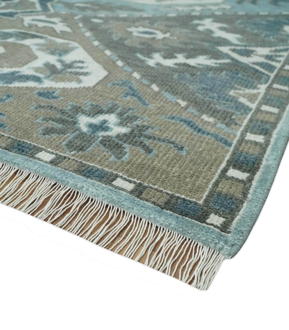 8x10 Hand Knotted Blue and Brown Traditional Persian Wool Rug