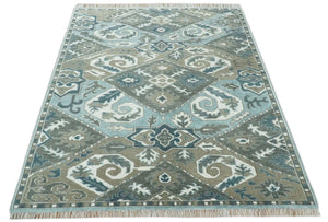 8x10 Hand Knotted Blue and Brown Traditional Persian Wool Rug