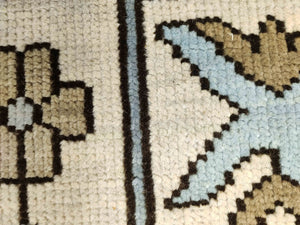 Antique Ivory and Blue Traditional Hand Knotted 8x10 Wool Area Rug