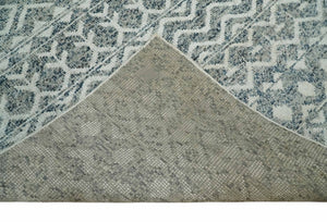 8x10 Hand Knotted Ivory and Gray Modern Contemporary Southwestern Tribal Trellis Recycled Silk Area Rug