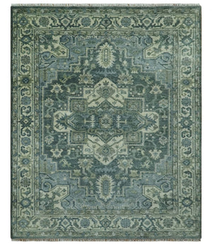 Hand Knotted Ivory, and Shades of Gray Traditional Custom made wool rug