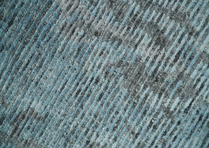8x10 hand knotted Ivory, Aqua and Charcoal Modern Abstract Wool and Bamboo Silk Area Rug
