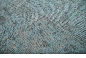 8x10 hand knotted Ivory, Aqua and Charcoal Modern Abstract Wool and Bamboo Silk Area Rug