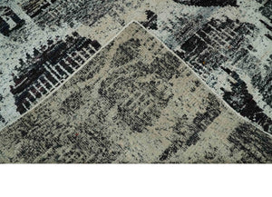 4x6 and 8x10 Hand Knotted Ivory, Charcoal and Brown  Antique Persian Style  Recycled Silk Area Rug