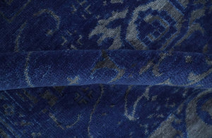 8x10 Hand Knotted Oriental Oushak Blue and Silver Wool Area Rug | TRDCP1507810S
