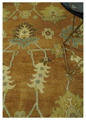8x10 Hand Knotted Traditional Oushak Rust and Beige Area Rug