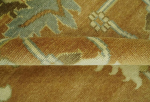 8x10 Hand Knotted Traditional Oushak Rust and Beige Area Rug