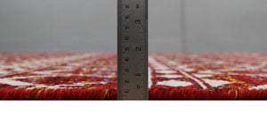 8x10 Hand Knotted Red and White Modern Contemporary Southwestern Tribal Trellis Recycled Silk Area Rug