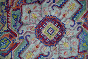 8x10 Hand Knotted Silver, Purple and Green Traditional Wool Rug