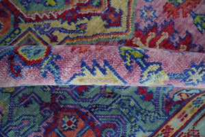 8x10 Hand Knotted Silver, Purple and Green Traditional Wool Rug
