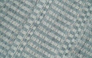 8x10 Hand Made Modern Trellis Ivory and Silver Blended Wool Area Rug