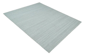 8x10 Hand Made Modern Trellis Ivory and Silver Blended Wool Area Rug