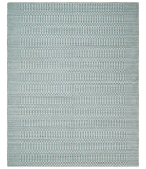 8x10 Hand Made Modern Trellis Ivory and Silver Blended Wool Area Rug