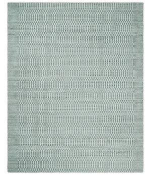 8x10 Hand Made Modern Trellis Ivory and Brown Wool Flatwoven Area Rug