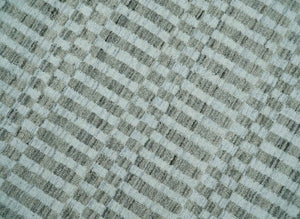 8x10 Hand Made Modern Trellis Ivory and Brown Wool Flatwoven Area Rug