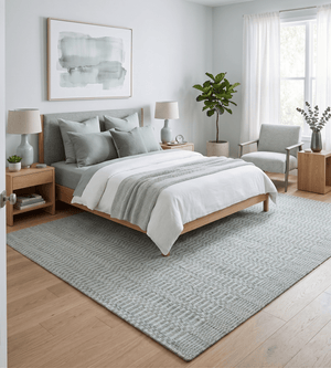 8x10 Hand Made Modern Trellis Ivory and Brown Wool Flatwoven Area Rug