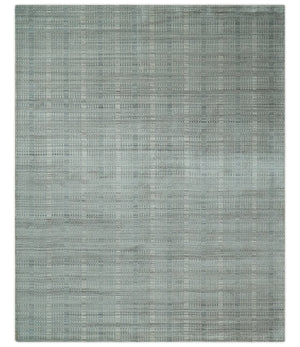 8x10 Hand Made Shaded Beige and Gray Blended Wool Flatwoven Area Rug