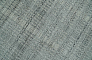 8x10 Hand Made Shaded Beige and Gray Blended Wool Flatwoven Area Rug