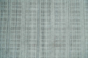 8x10 Hand Made Shaded White and Gray Blended Wool Flatwoven Area Rug