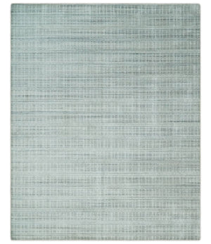 8x10 Hand Made Shaded White and Gray Blended Wool Flatwoven Area Rug
