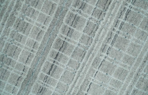 8x10 Hand Made Shaded White and Gray Blended Wool Flatwoven Area Rug