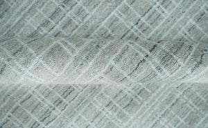 8x10 Hand Made Shaded White and Gray Blended Wool Flatwoven Area Rug