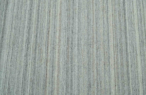 8x10 Hand Made Solid Ivory and Brown Blended Wool Flatwoven Area Rug
