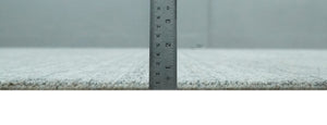 8x10 Hand Made Solid Silver And Gray Blended Wool Flatwoven Area Rug