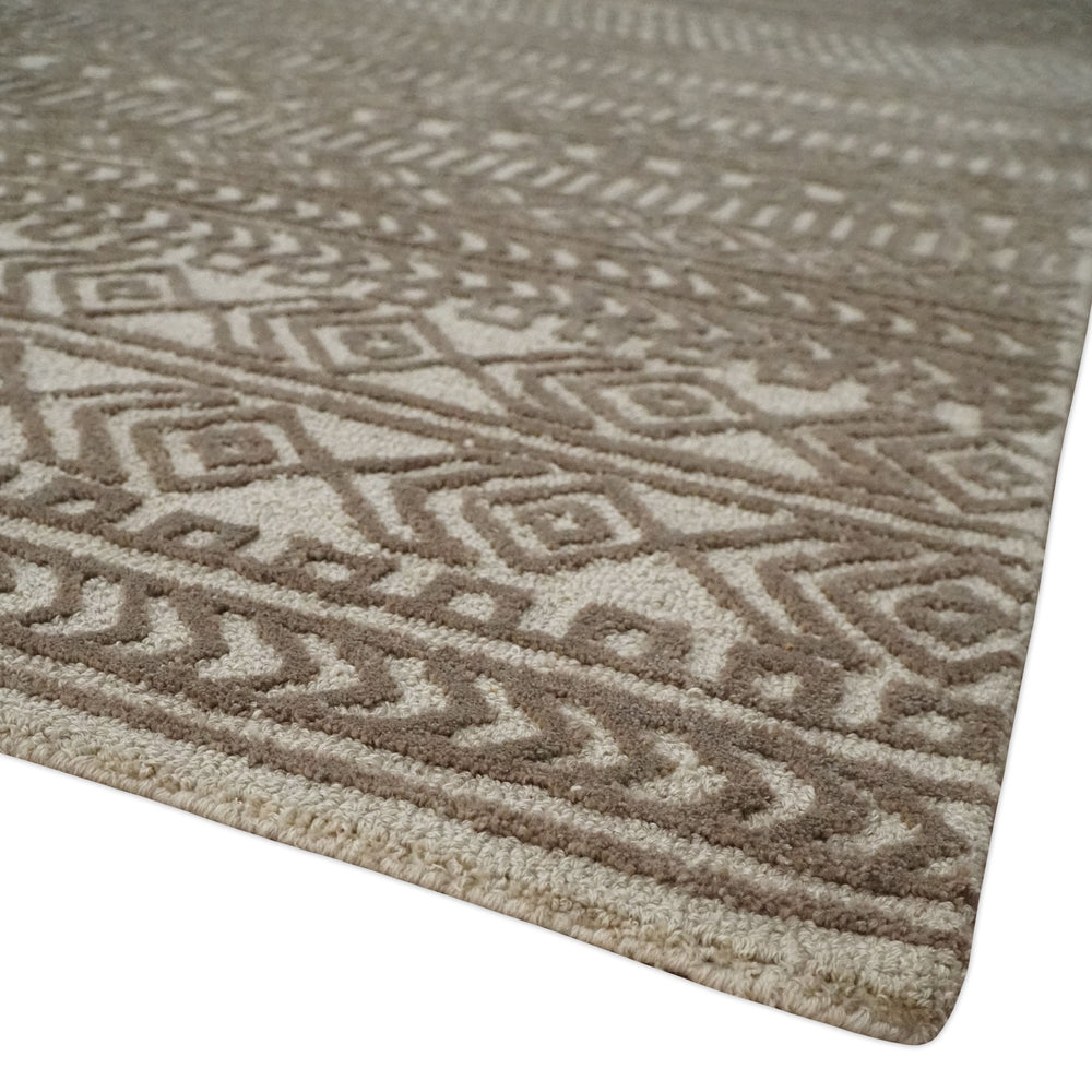 8x10 Hand Tufted Ivory and Bronze Stripes Pattern Rug Multi Size Living Room and Bedroom Rug | TRD6530810S
