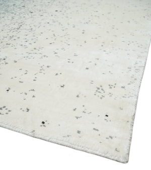 8x10 Ivory and Charcoal Modern Abstract Handmade Art Silk Area Rug