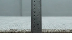 8x10 Ivory and Silver Blended Hand Loomed Modern Scandinavian Art Silk Area Rug
