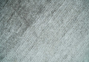 8x10 Ivory and Silver Blended Hand Loomed Modern Scandinavian Art Silk Area Rug