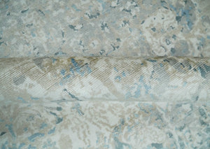 8x10 Ivory, Beige and Blue Traditional Hand Knotted Art Silk Area Rug