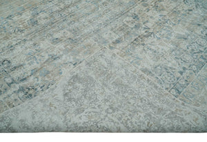 8x10 Ivory, Beige and Blue Traditional Hand Knotted Art Silk Area Rug