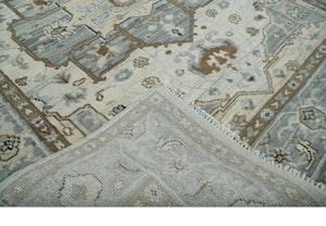 8x10 Ivory, Beige and Silver Traditional Hand Knotted Wool Area Rug