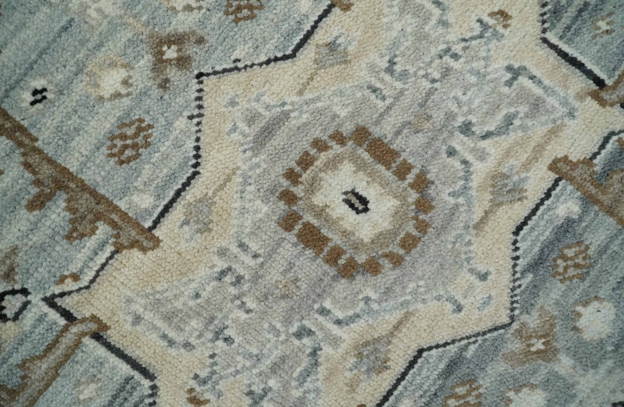 8x10 Ivory, Beige and Silver Traditional Hand Knotted Wool Area Rug