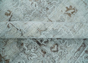 8x10 Ivory, Brown and Gray Modern Oushak Handmade Art Silk Area Rug