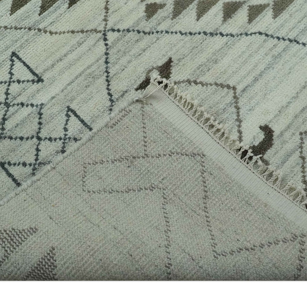 8x10 Ivory, Gray and Charcoal Hand Knotted Multi size Southwestern wool area Rug