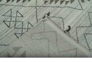8x10 Ivory, Gray and Charcoal Hand Knotted Multi size Southwestern wool area Rug
