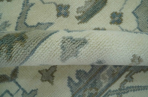 Richmond Custom Made Ivory and Olive Hand Knotted Oushak Wool Rug
