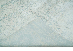 8x10 Ivory, Gray and Silver Modern Transitional Handmade Art Silk Area Rug
