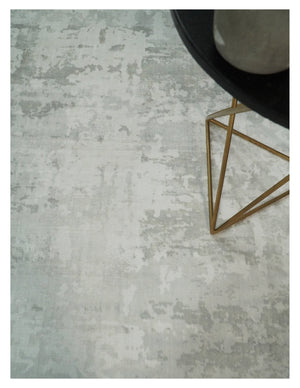 7.11x9.7 Modern Abstract Ivory and Camel Contemporary Wool Area Rug