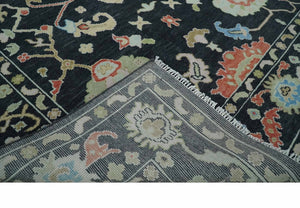 8x10 Modern Hand Knotted Black and Multicolor Traditional Oushak Wool Area Rug