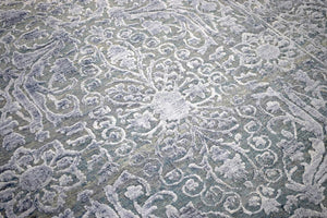 Modern Silver And Gray Hand Knotted Bamboo Silk 8x10 Area Rug