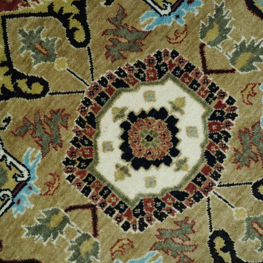 8x10 Olive, Rust and Ivory Heriz Serapi Traditional Vintage Antique Hand Knotted Wool Area Rug | TRDCP1363810