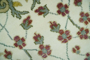 8x10 Peacock Garden Ivory and Green Bird Hand Knotted Wool Area Rug