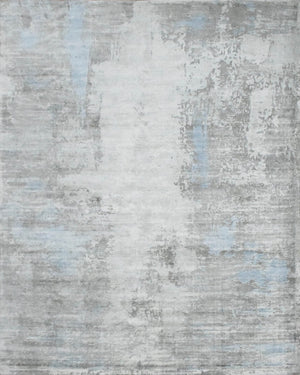 Ready to Ship Gray And Silver Modern Abstract Hand Loom 8x10 Viscose Rug
