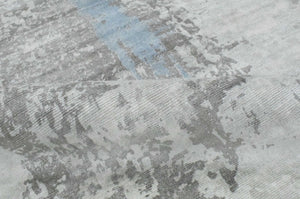 Ready to Ship Gray And Silver Modern Abstract Hand Loom 8x10 Viscose Rug
