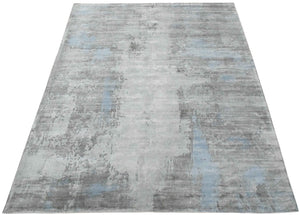 Ready to Ship Gray And Silver Modern Abstract Hand Loom 8x10 Viscose Rug